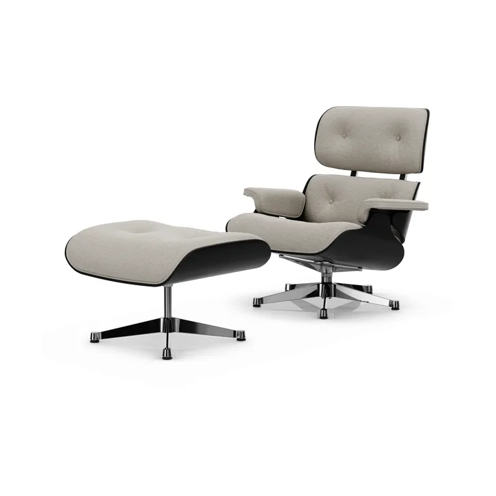 Eames Lounge Chair & Ottoman new dimensions - 01 Ivory-pearl-27 chestnut black-pol. steel - Vitra