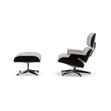 Eames Lounge Chair & Ottoman new dimensions - 01 Ivory-pearl-27 chestnut black-pol. steel - Vitra