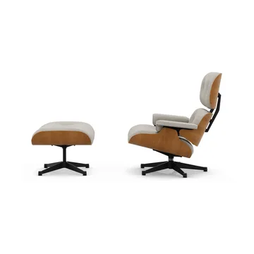 Eames Lounge Chair & Ottoman new dimensions - 01 Ivory-pearl-28 cherry natural-pol. steel-black - Vitra