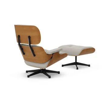 Eames Lounge Chair & Ottoman new dimensions - 01 Ivory-pearl-28 cherry natural-pol. steel-black - Vitra