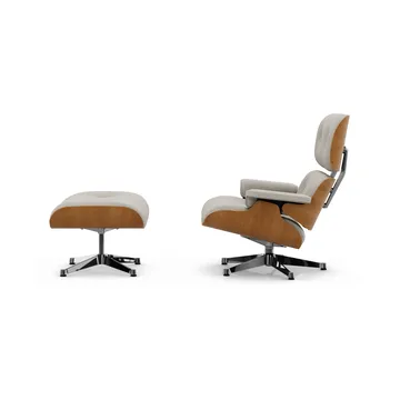 Eames Lounge Chair & Ottoman new dimensions - 01 Ivory-pearl-28 cherry natural-pol. steel - Vitra
