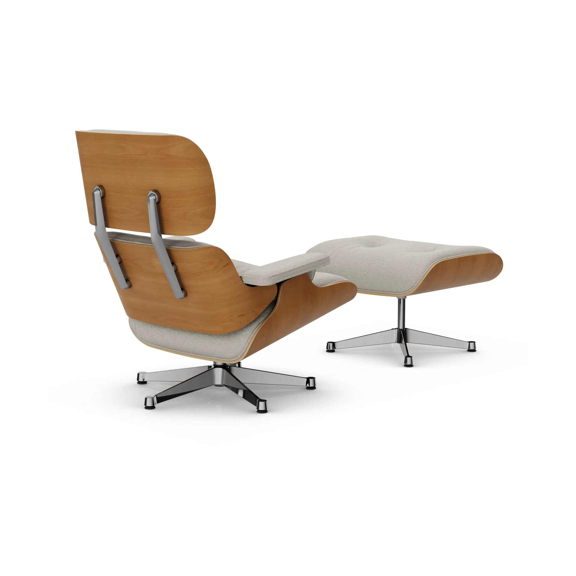 Eames Lounge Chair & Ottoman new dimensions, 01 Ivory-pearl-28 cherry natural-pol. steel Vitra