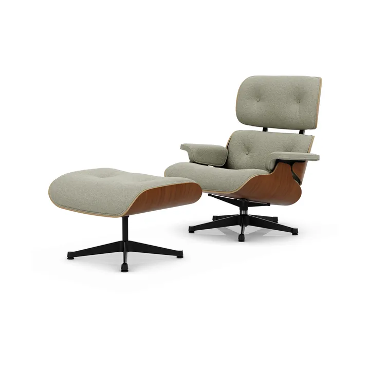 Eames Lounge Chair & Ottoman new dimensions - 03 Cream-sand-31 walnut natural-pol. steel-black - Vitra