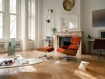 Eames Lounge Chair & Ottoman new dimensions - 07 Brandy-28 cherry natural-pol. steel - Vitra