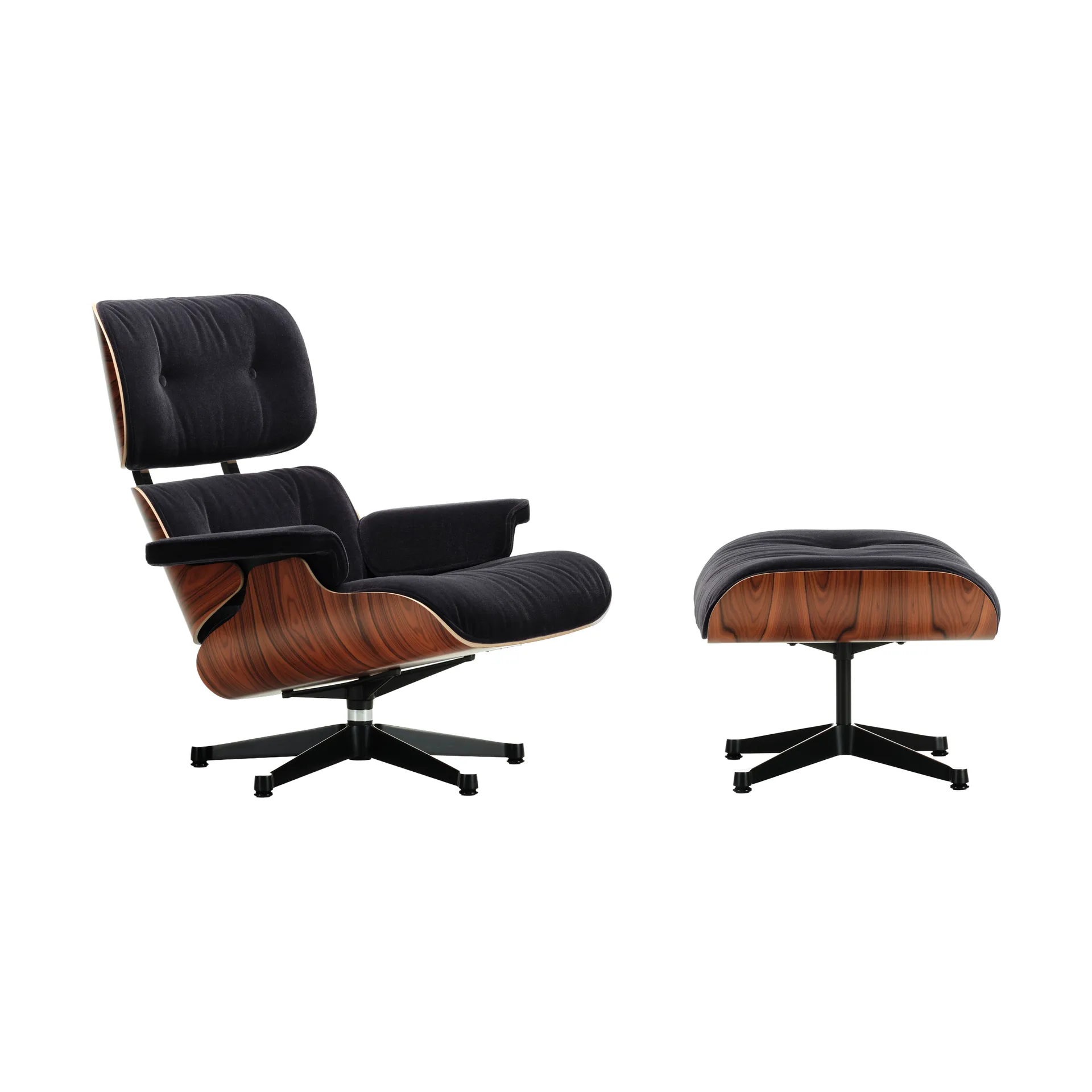 Eames Lounge Chair & Ottoman new dimensions, 08 Dark Anthracite-05 santos palis.-pol.steel-black Vitra