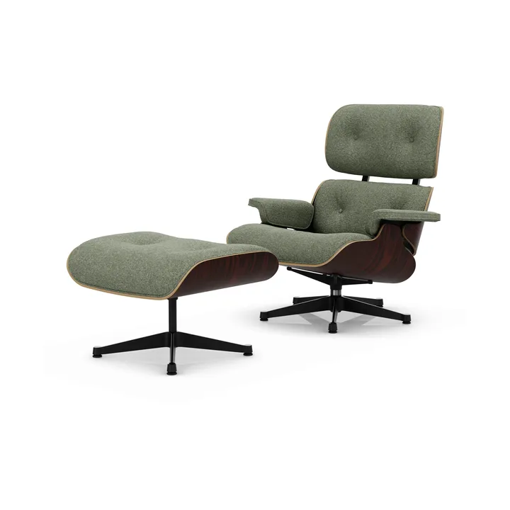 Eames Lounge Chair & Ottoman new dimensions - 09 Ivory-forest-05 sant. palisander-pol. steel-black - Vitra