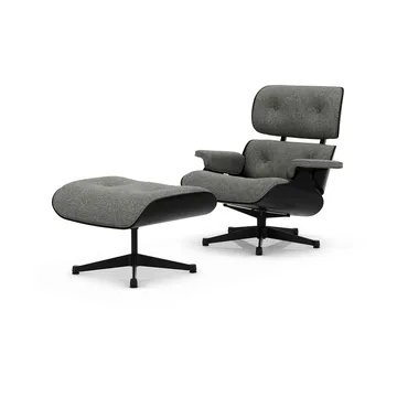 Eames Lounge Chair & Ottoman new dimensions - 10 Salt'n pepper-27 chestnut black-black steel - Vitra
