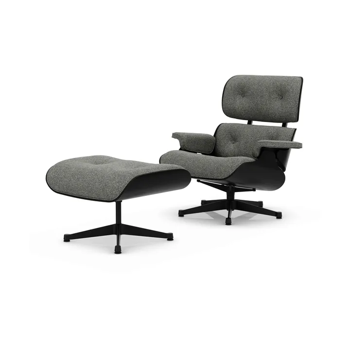 Eames Lounge Chair & Ottoman new dimensions - 10 Salt'n pepper-27 chestnut black-black steel - Vitra
