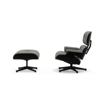 Eames Lounge Chair & Ottoman new dimensions - 10 Salt'n pepper-27 chestnut black-black steel - Vitra