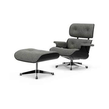 Eames Lounge Chair & Ottoman new dimensions - 10 Salt'n pepper-27 chestnut black-pol. steel - Vitra