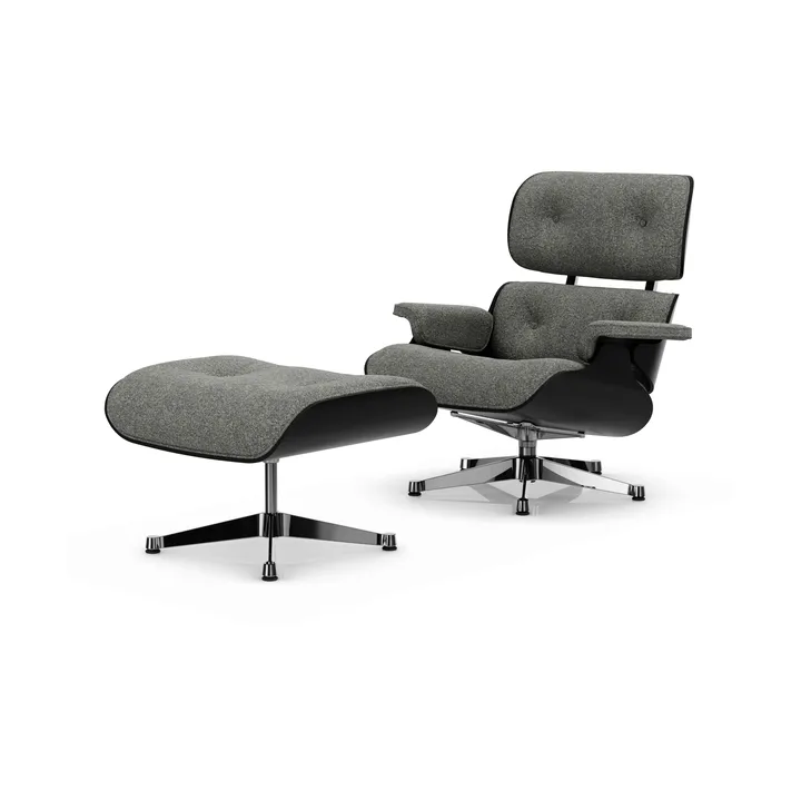 Eames Lounge Chair & Ottoman new dimensions - 10 Salt'n pepper-27 chestnut black-pol. steel - Vitra