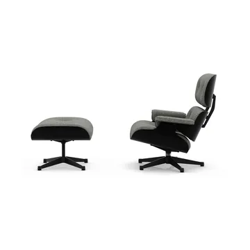 Eames Lounge Chair & Ottoman new dimensions - 10 Salt'n pepper-27 chestnut black-pol.steel-black - Vitra