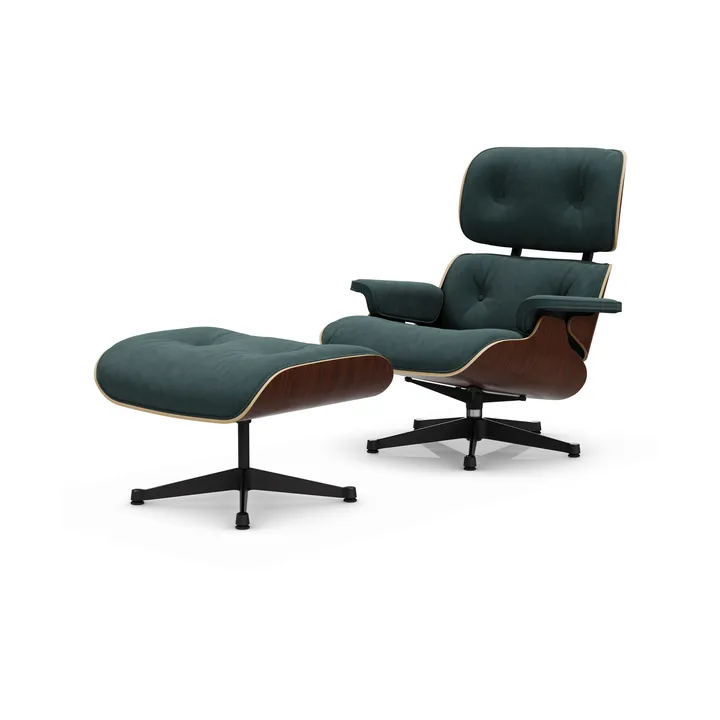Eames Lounge Chair & Ottoman new dimensions - 11 Pine Green-32 walnut dark-pol.steel-black - Vitra