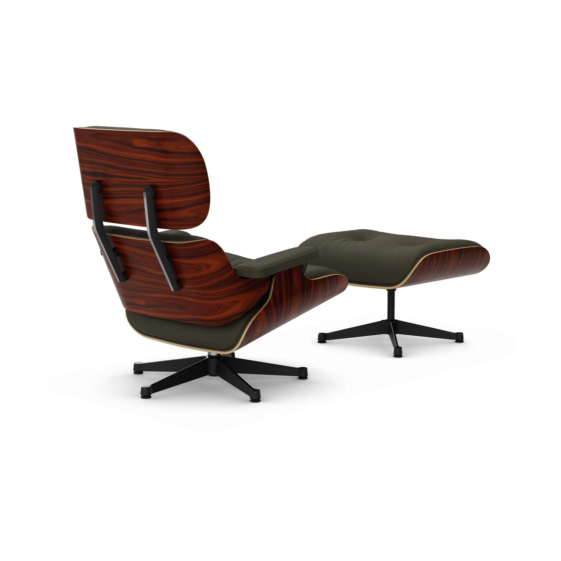 Eames Lounge Chair & Ottoman new dimensions, 58 Khaki-05 santos palisander-pol. steel-black Vitra