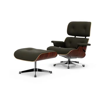Eames Lounge Chair & Ottoman new dimensions - 58 Khaki-05 santos palisander-pol. Steel - Vitra