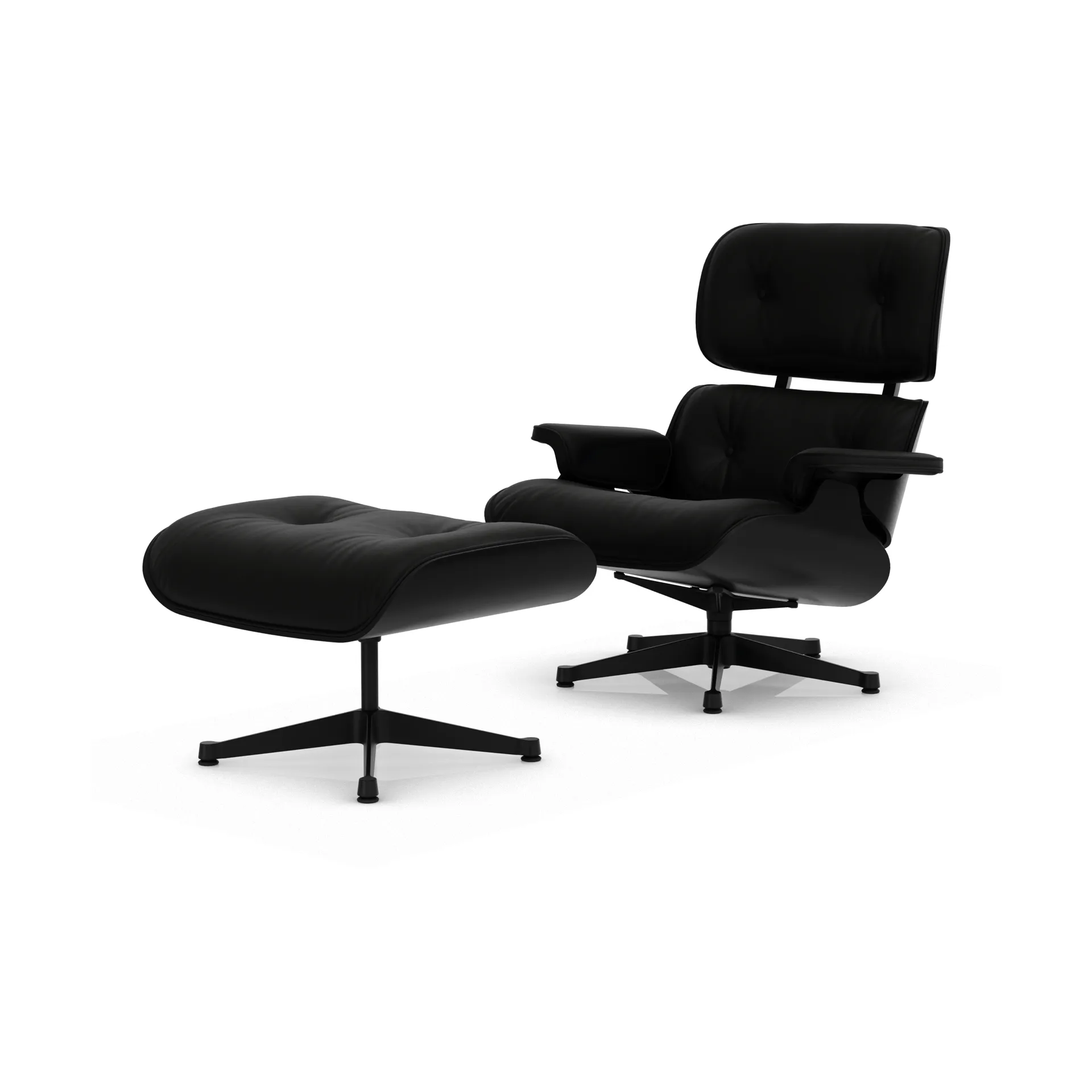 Eames Lounge Chair & Ottoman new dimensions, 66 Nero-27 chestnut black-black steel Vitra
