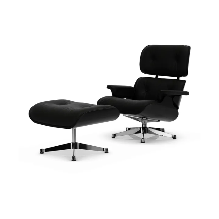 Eames Lounge Chair & Ottoman new dimensions - 66 Nero-27 chestnut black-pol. steel - Vitra