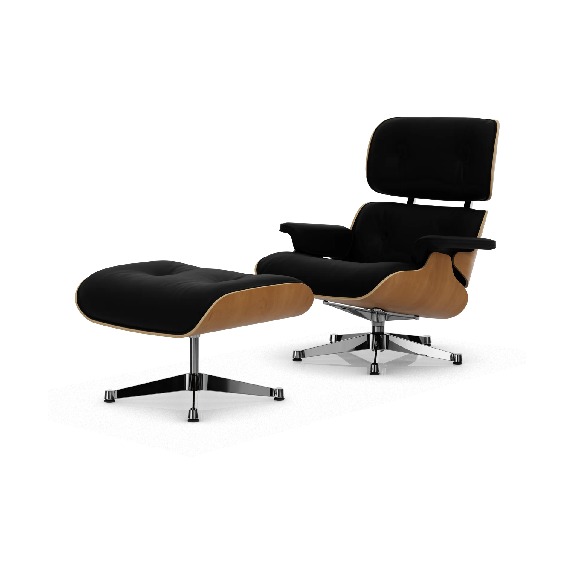 Eames Lounge Chair & Ottoman new dimensions, 66 Nero-28 cherry natural-pol. steel Vitra