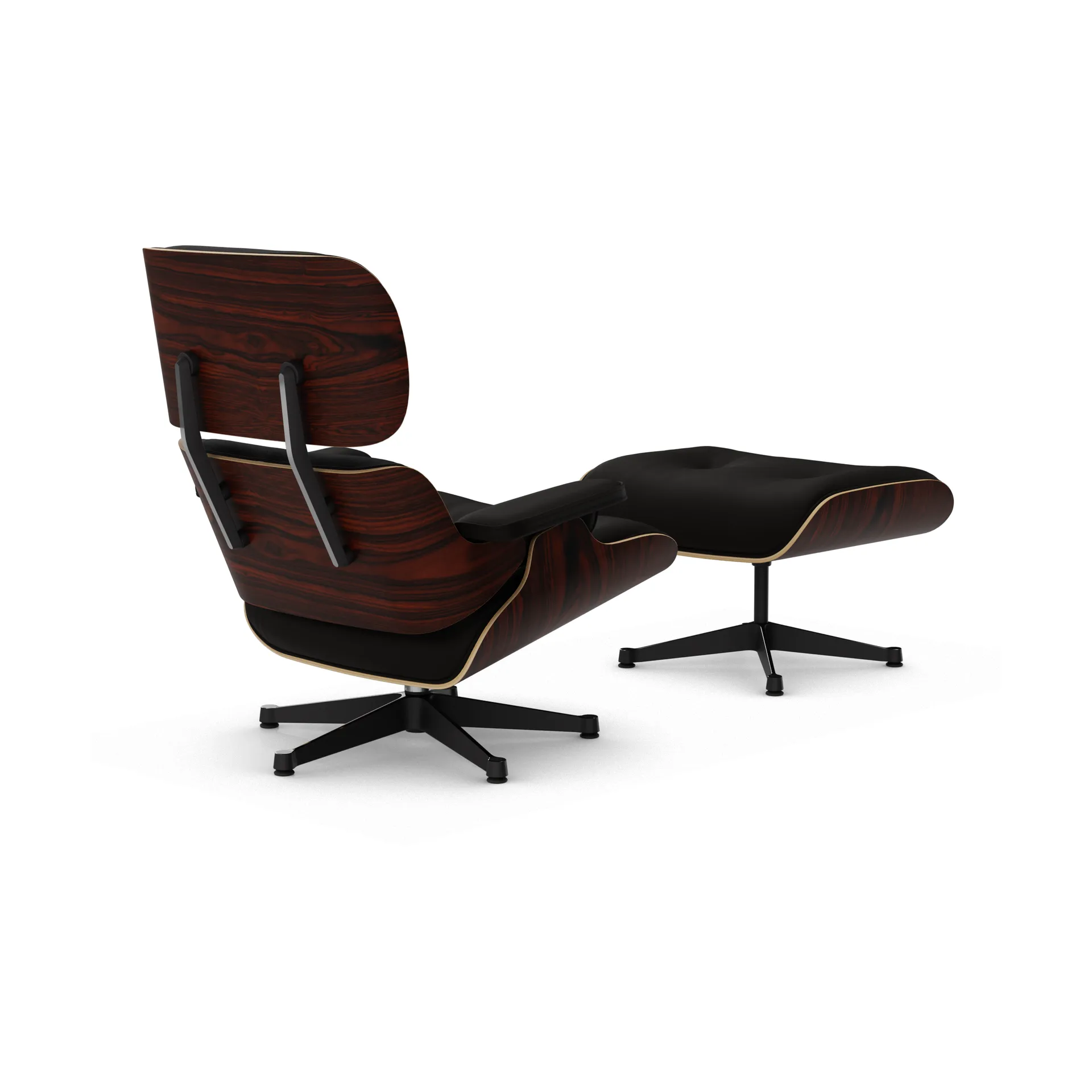 Eames Lounge Chair & Ottoman new dimensions, 68 Chocolate-05 santos palisander-pol. steel-black Vitra