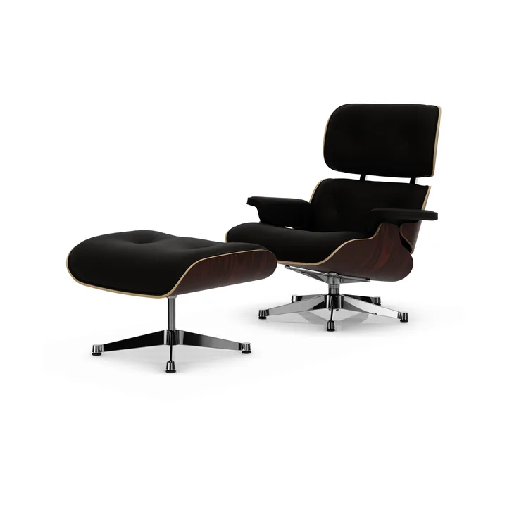 Eames Lounge Chair & Ottoman new dimensions - 68 Chocolate-05 santos palisander-pol. steel - Vitra