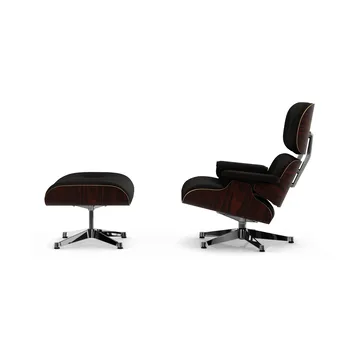 Eames Lounge Chair & Ottoman new dimensions - 68 Chocolate-05 santos palisander-pol. steel - Vitra