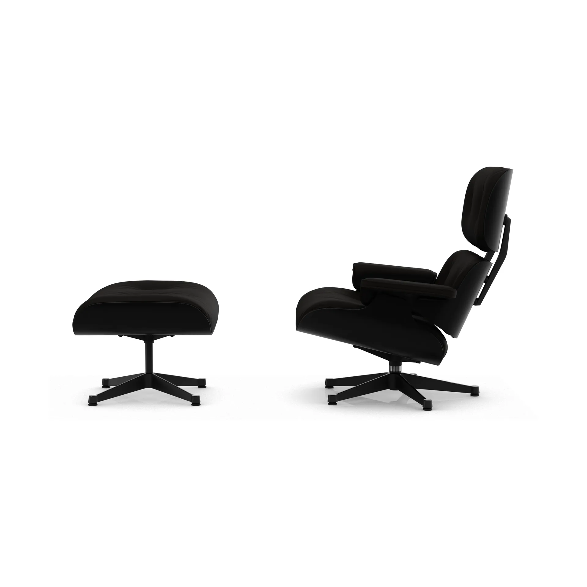 Eames Lounge Chair & Ottoman new dimensions, 68 Chocolate-27 chestnut black-pol. steel-black Vitra