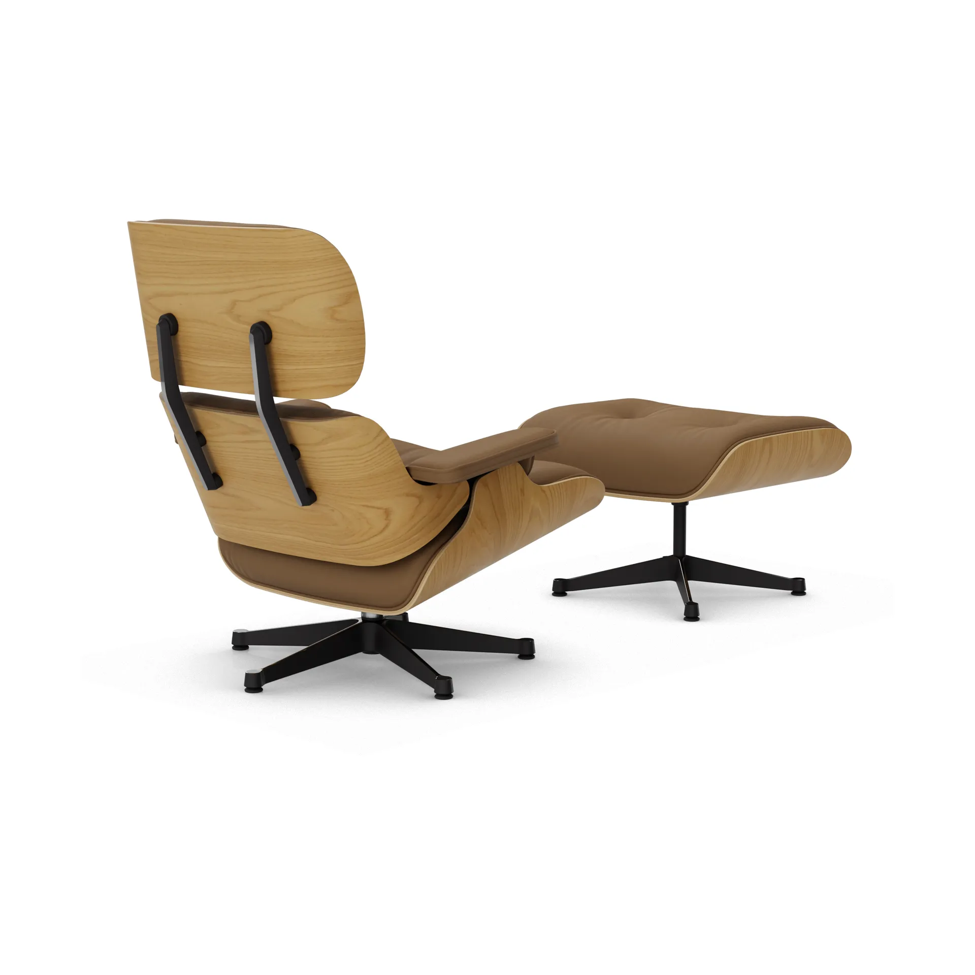 Eames Lounge Chair & Ottoman new dimensions, 75 Camel-26 chestnut natural-pol. steel-black Vitra