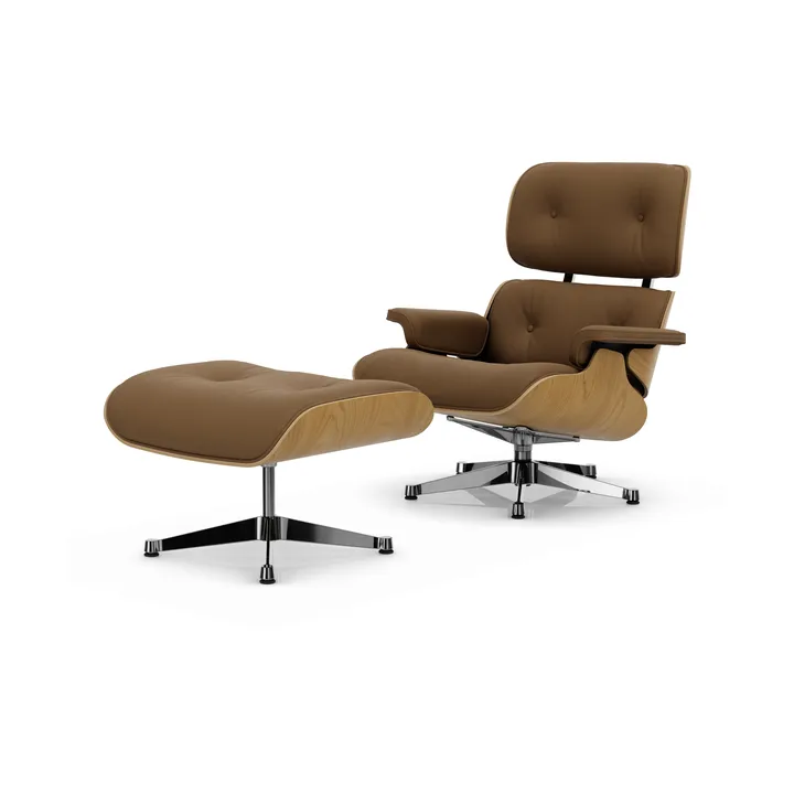 Eames Lounge Chair & Ottoman new dimensions - 75 Camel-26 chestnut natural-pol. steel - Vitra