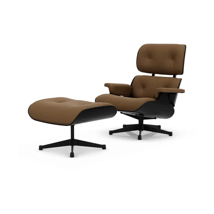 Eames Lounge Chair & Ottoman new dimensions - 75 Camel-27 chestnut black-black steel - Vitra