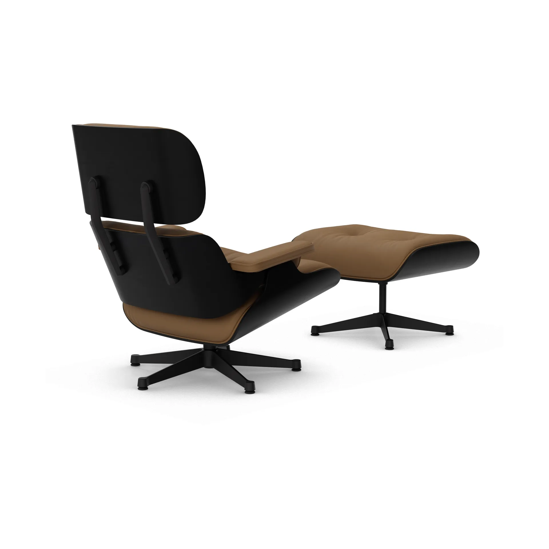 Eames Lounge Chair & Ottoman new dimensions, 75 Camel-27 chestnut black-black steel Vitra
