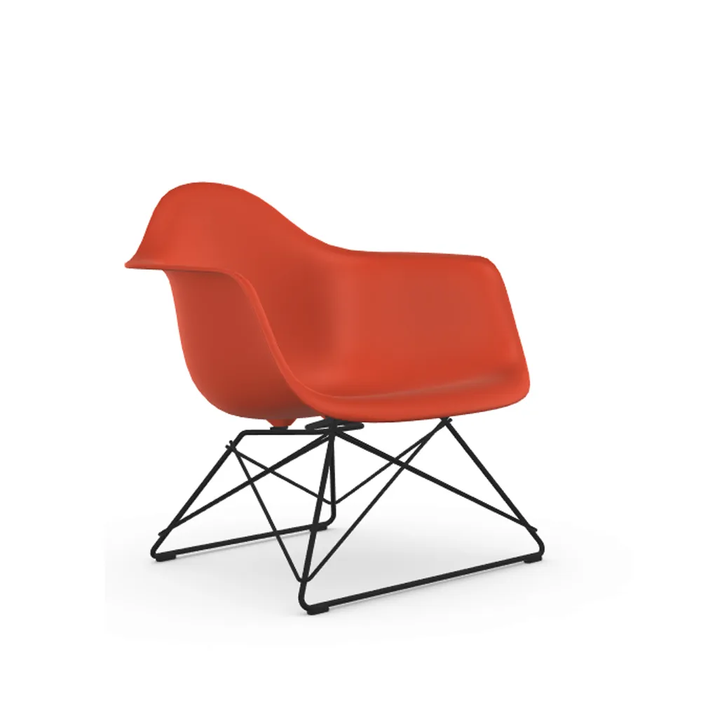 Eames plastic armchair LAR fåtölj, Poppy red-Black Vitra