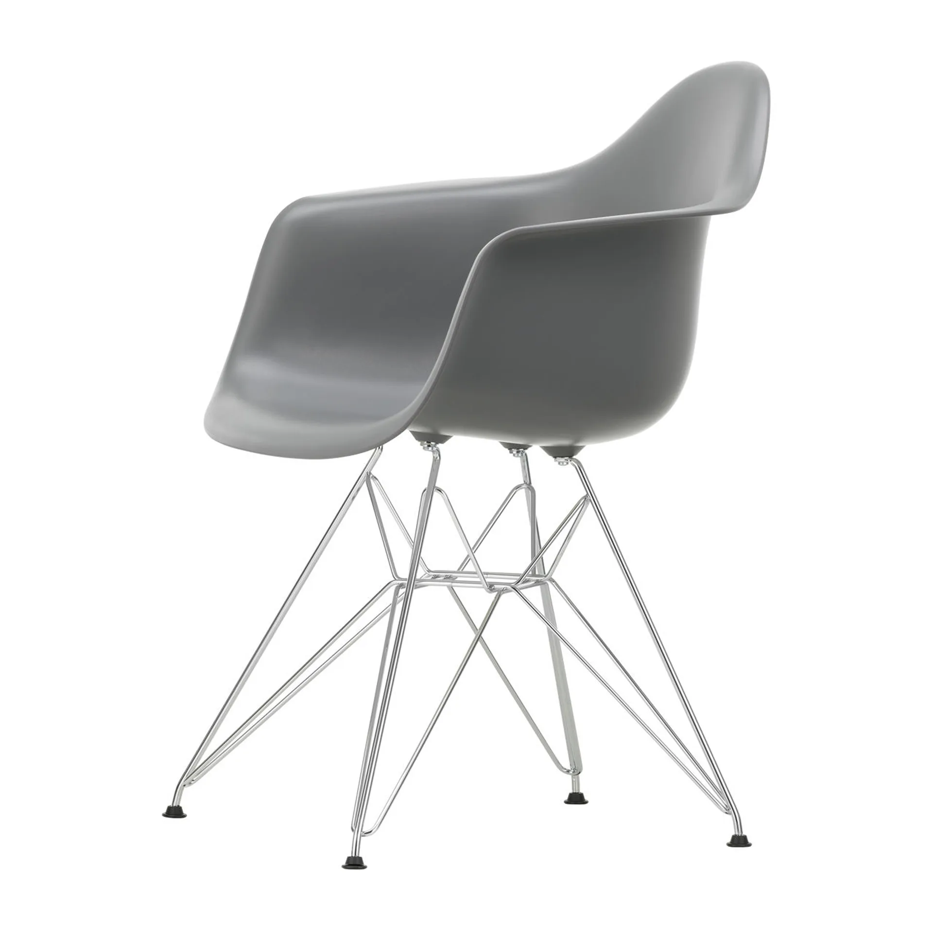 Eames Plastic Armchair RE DAR stol, 56 granite grey-chrome Vitra