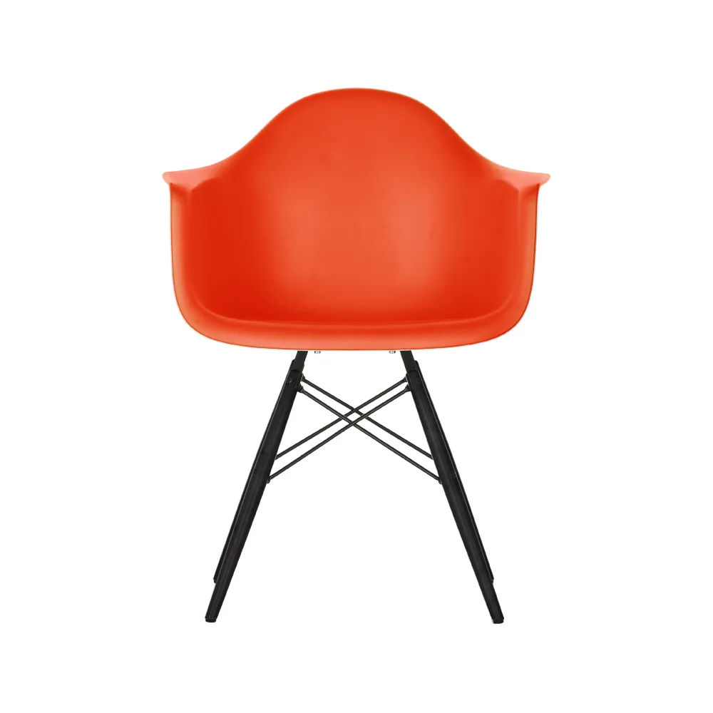 Eames Plastic Armchair RE DAW stol, 03 poppy red-black maple Vitra