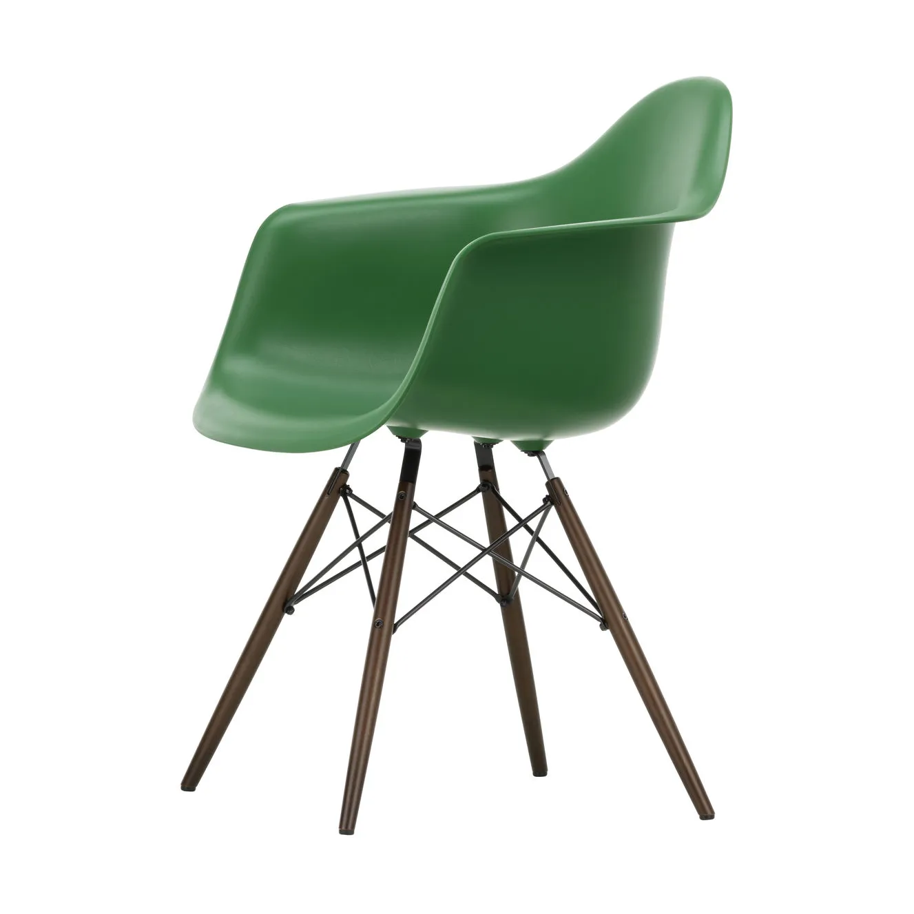 Eames Plastic Armchair RE DAW stol, 17 emerald -dark maple Vitra