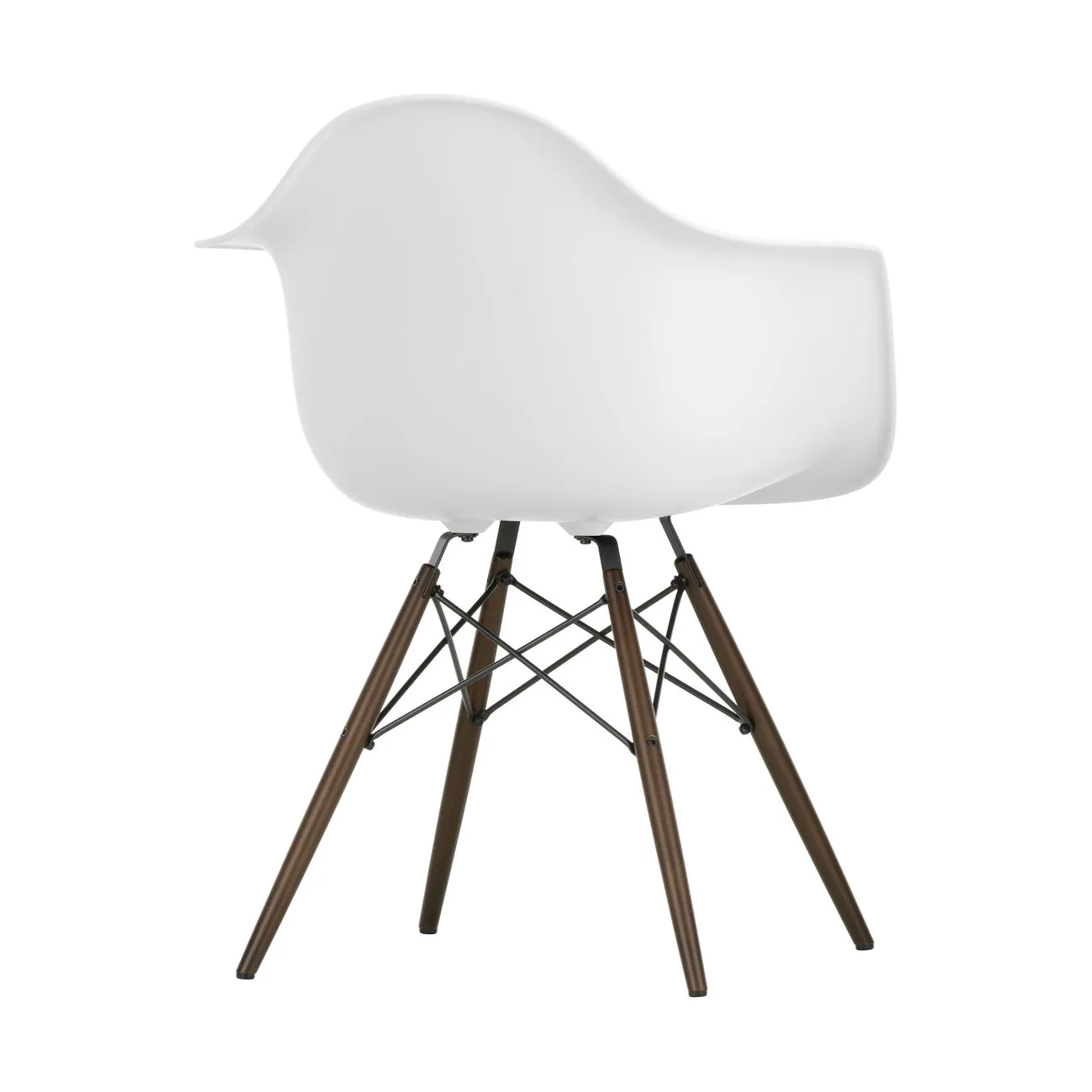 Eames Plastic Armchair RE DAW stol, 85 cotton white-dark maple Vitra