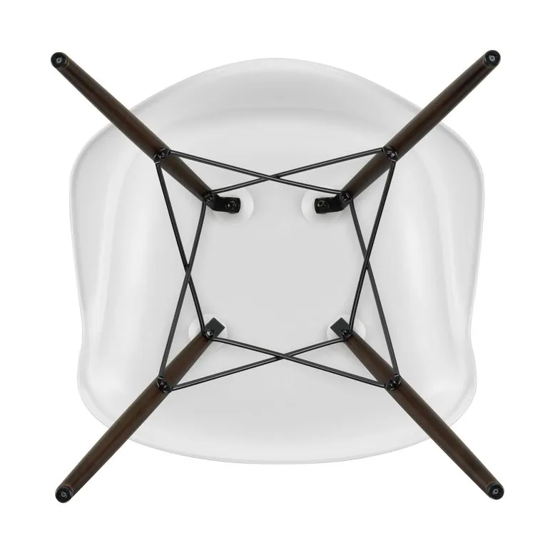 Eames Plastic Armchair RE DAW stol, 85 cotton white-dark maple Vitra