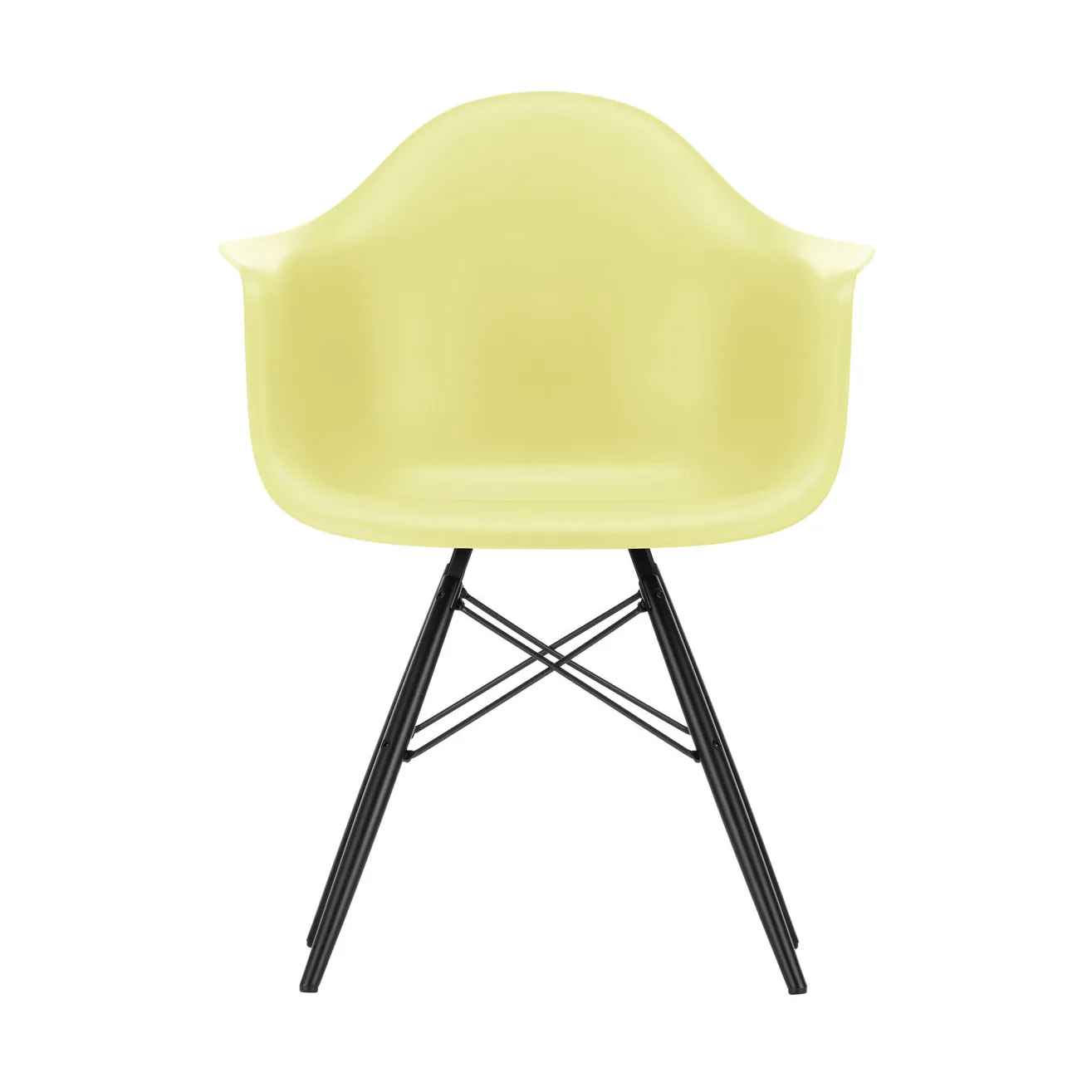 Eames Plastic Armchair RE DAW stol, 92 citron-black maple Vitra