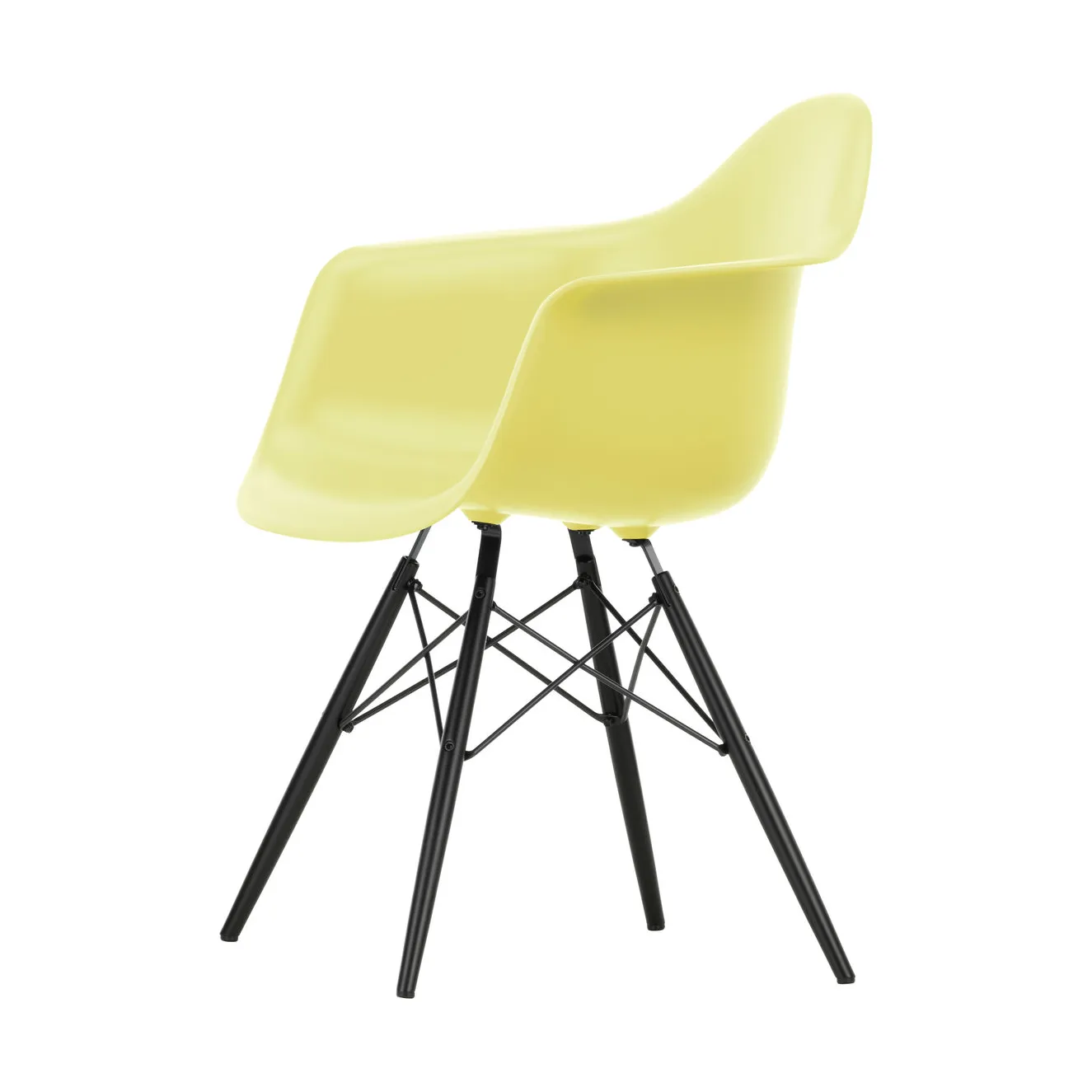 Eames Plastic Armchair RE DAW stol, 92 citron-black maple Vitra