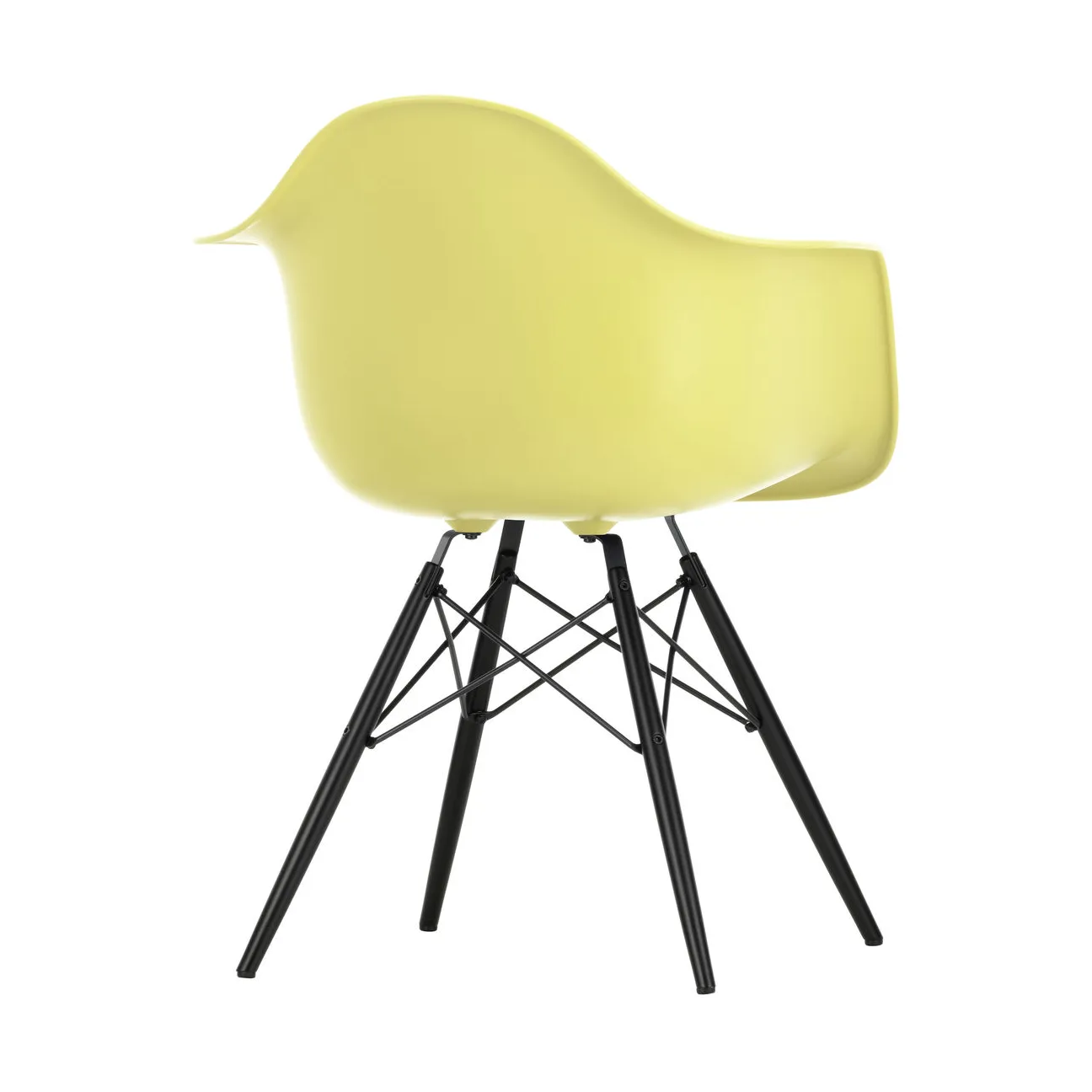 Eames Plastic Armchair RE DAW stol, 92 citron-black maple Vitra