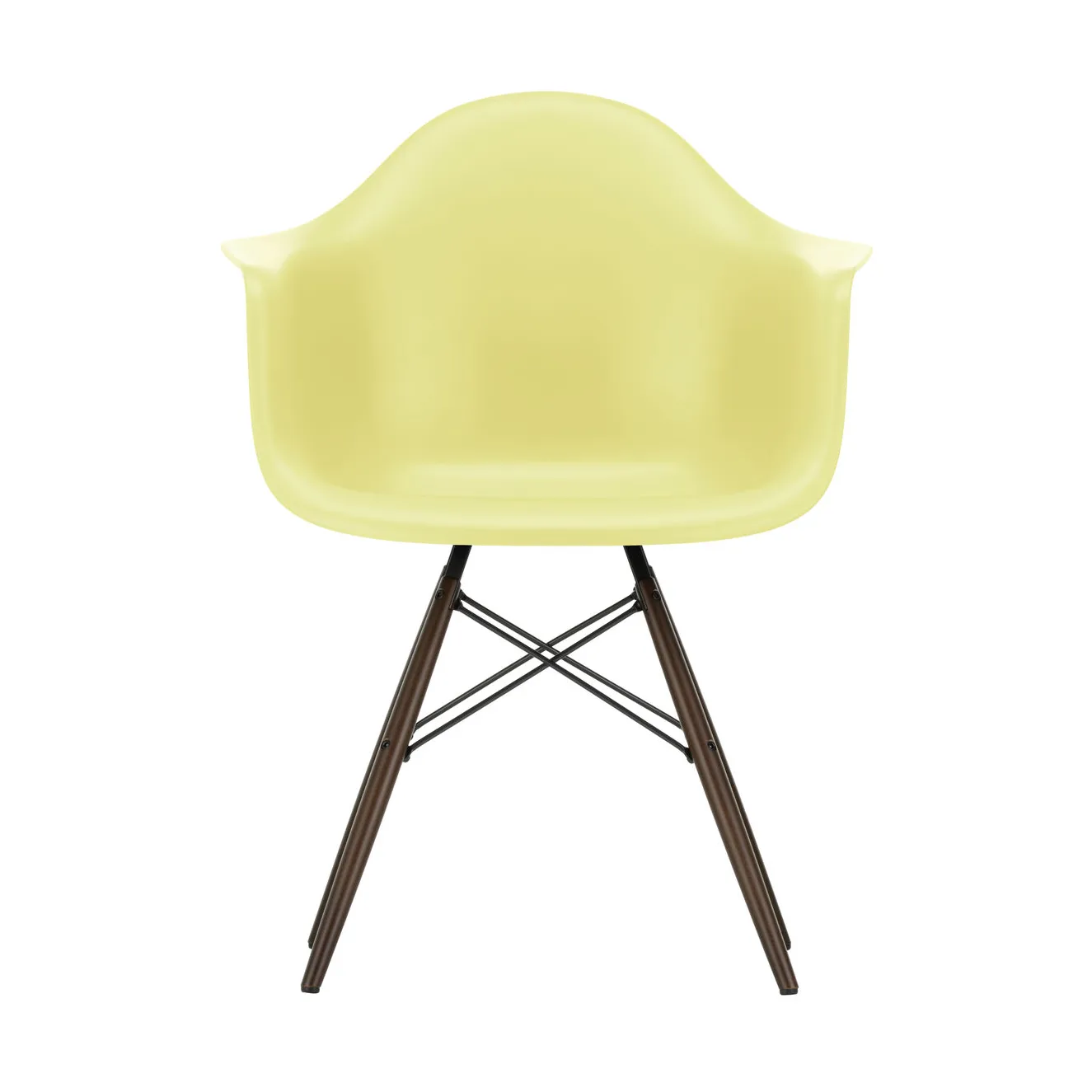 Eames Plastic Armchair RE DAW stol, 92 citron-dark maple Vitra