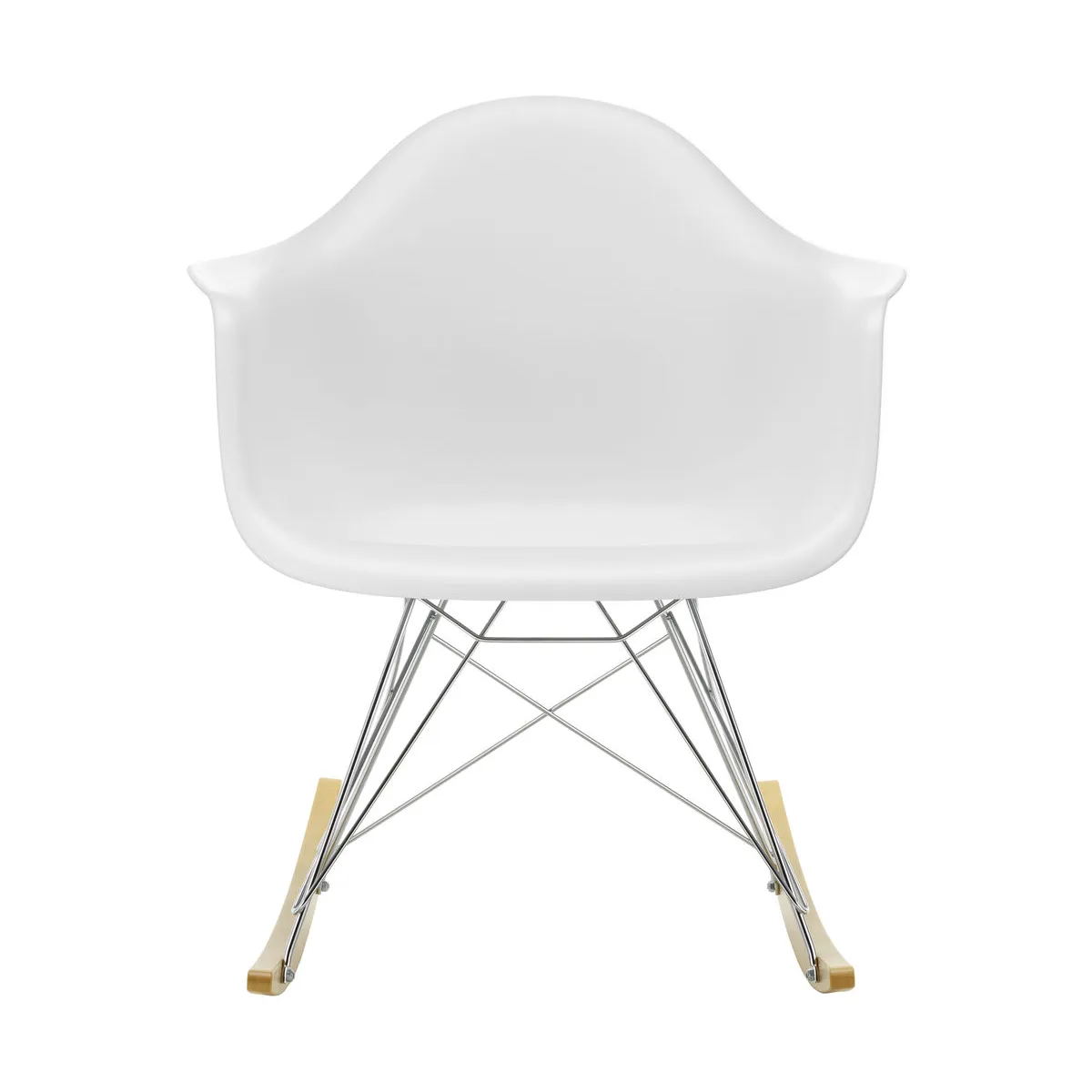 Eames Plastic Armchair RE RAR gungstol, 85 cotton white-chrome-golden maple Vitra