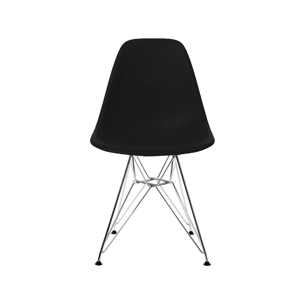 Eames Plastic Side Chair RE DSR stol, 12 deep black-chrome Vitra