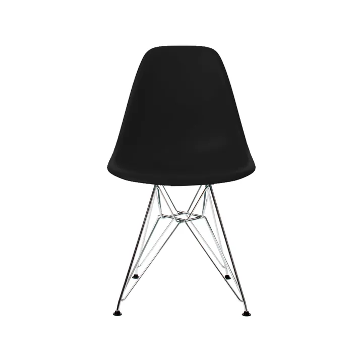 Eames Plastic Side Chair RE DSR stol - 12 deep black-chrome - Vitra