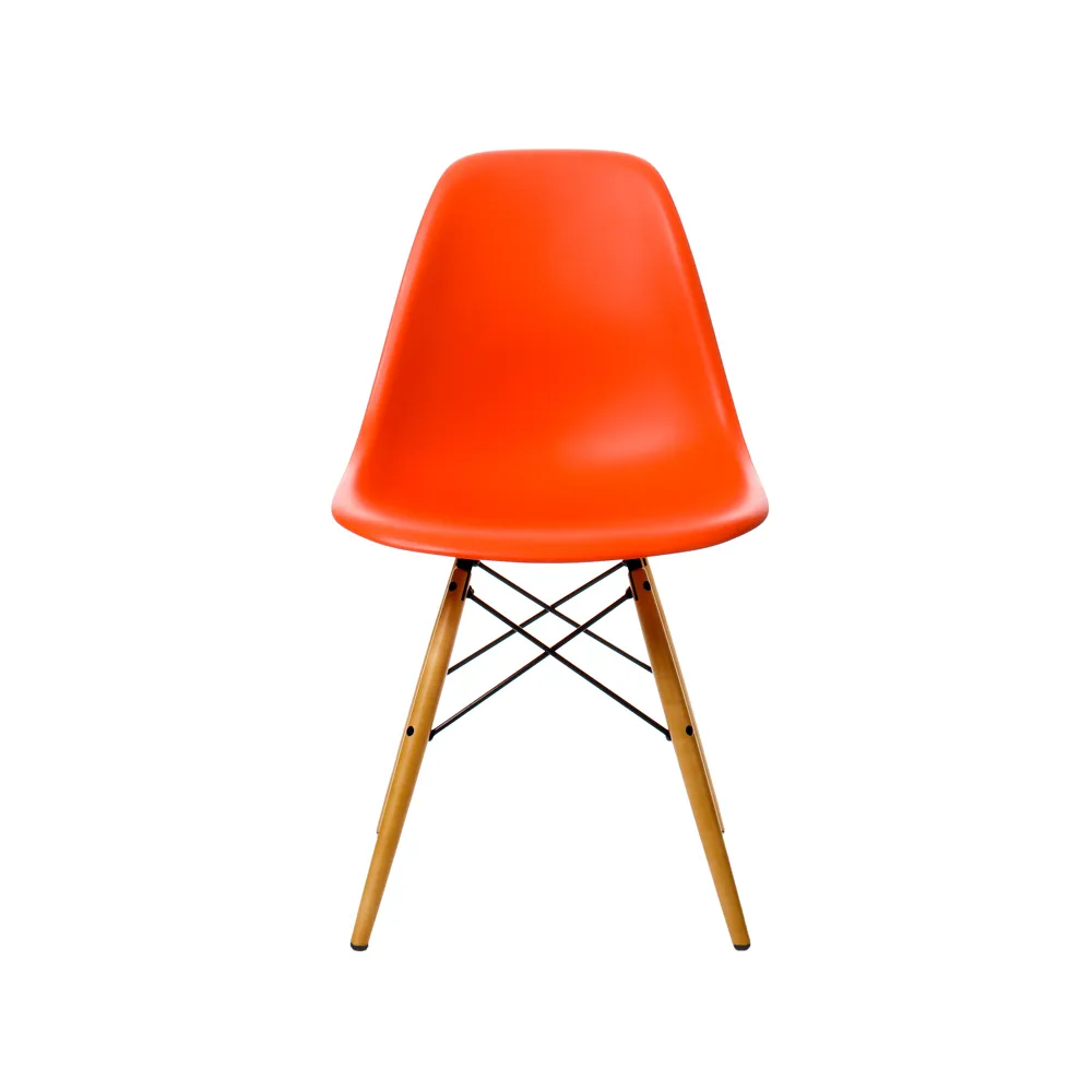 Eames Plastic Side Chair RE DSW stol, 03 poppy red-golden maple Vitra