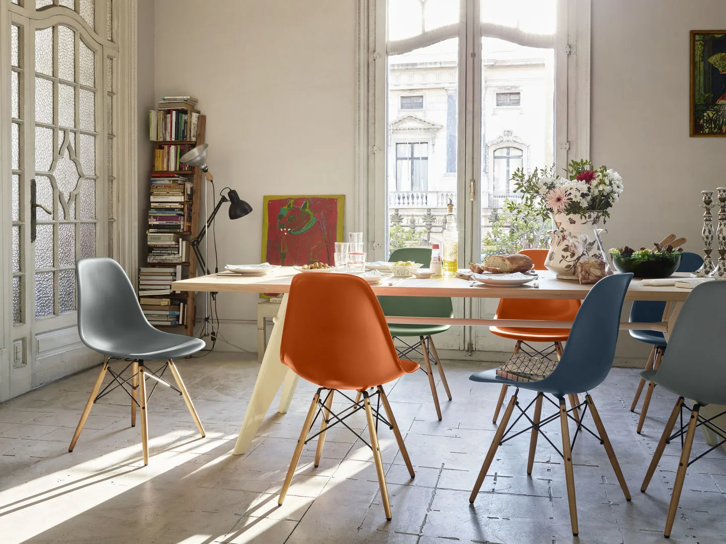 Eames Plastic Side Chair RE DSW stol, 43 rusty orange-ash Vitra