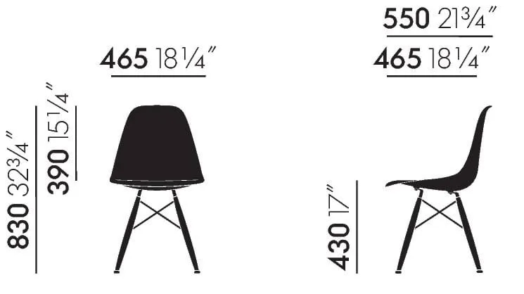 Eames Plastic Side Chair RE DSW stol, White-dark maple Vitra