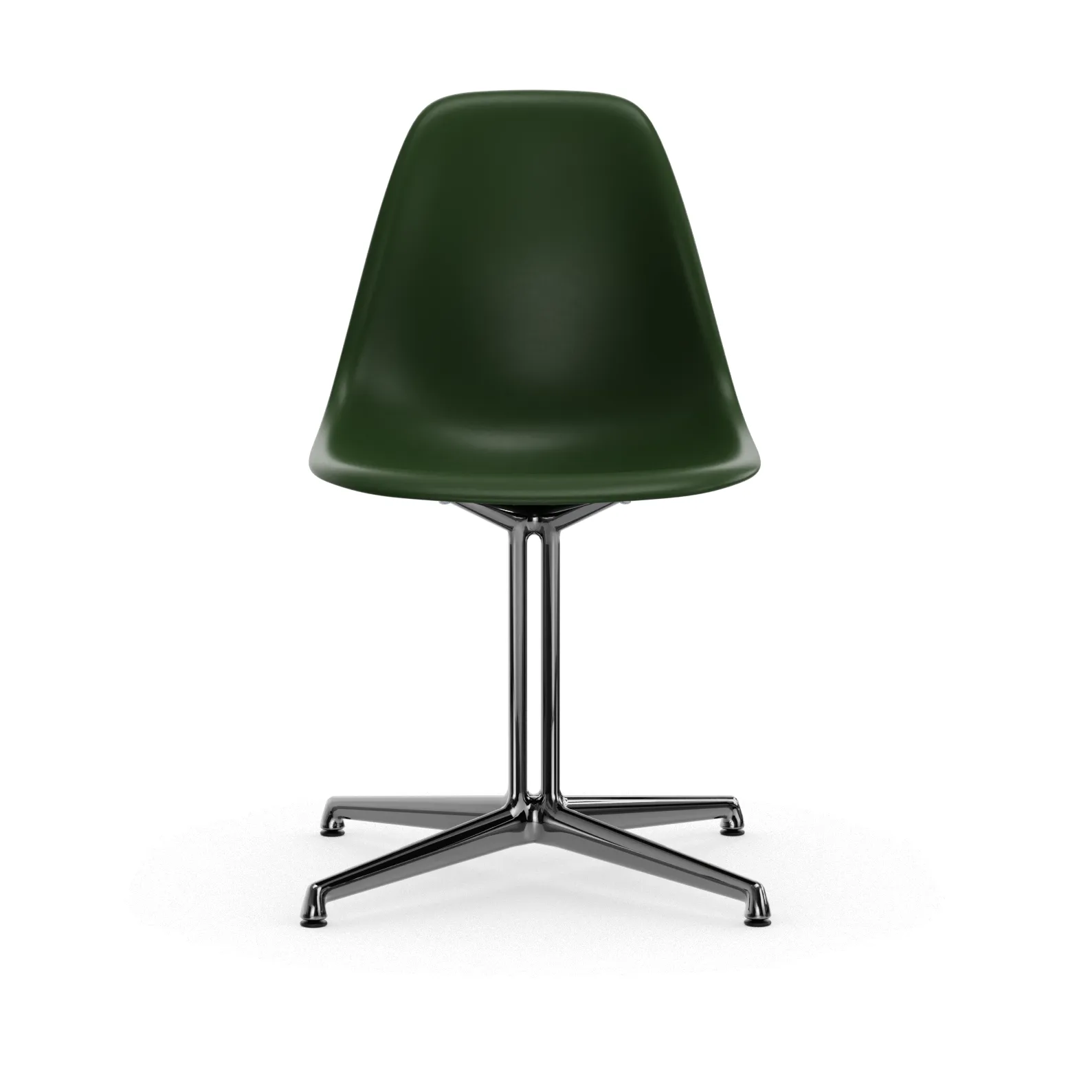 Eames Plastic Side Chair RE La Fonda base, 48 forest-03 polished aluminium Vitra