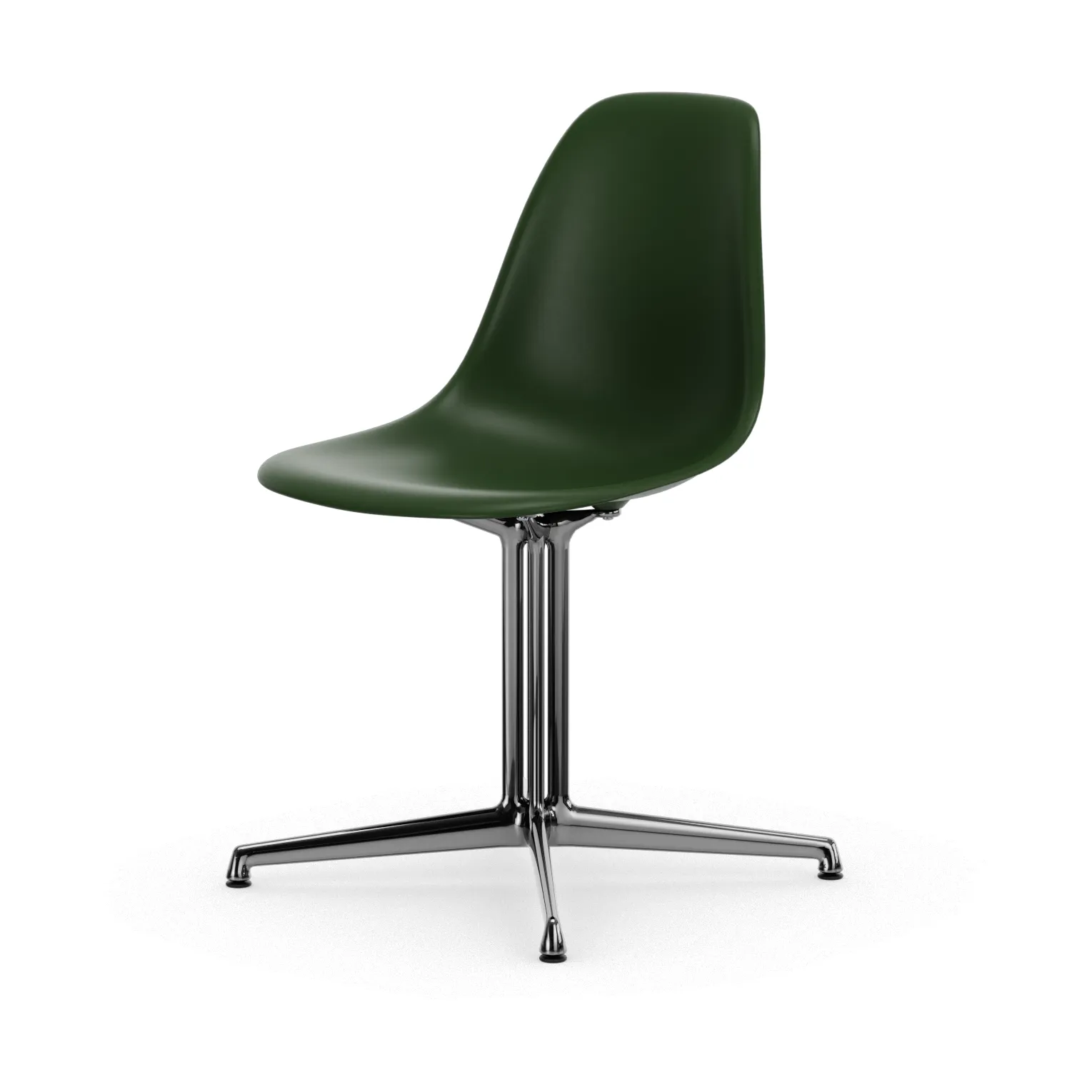 Eames Plastic Side Chair RE La Fonda base, 48 forest-03 polished aluminium Vitra