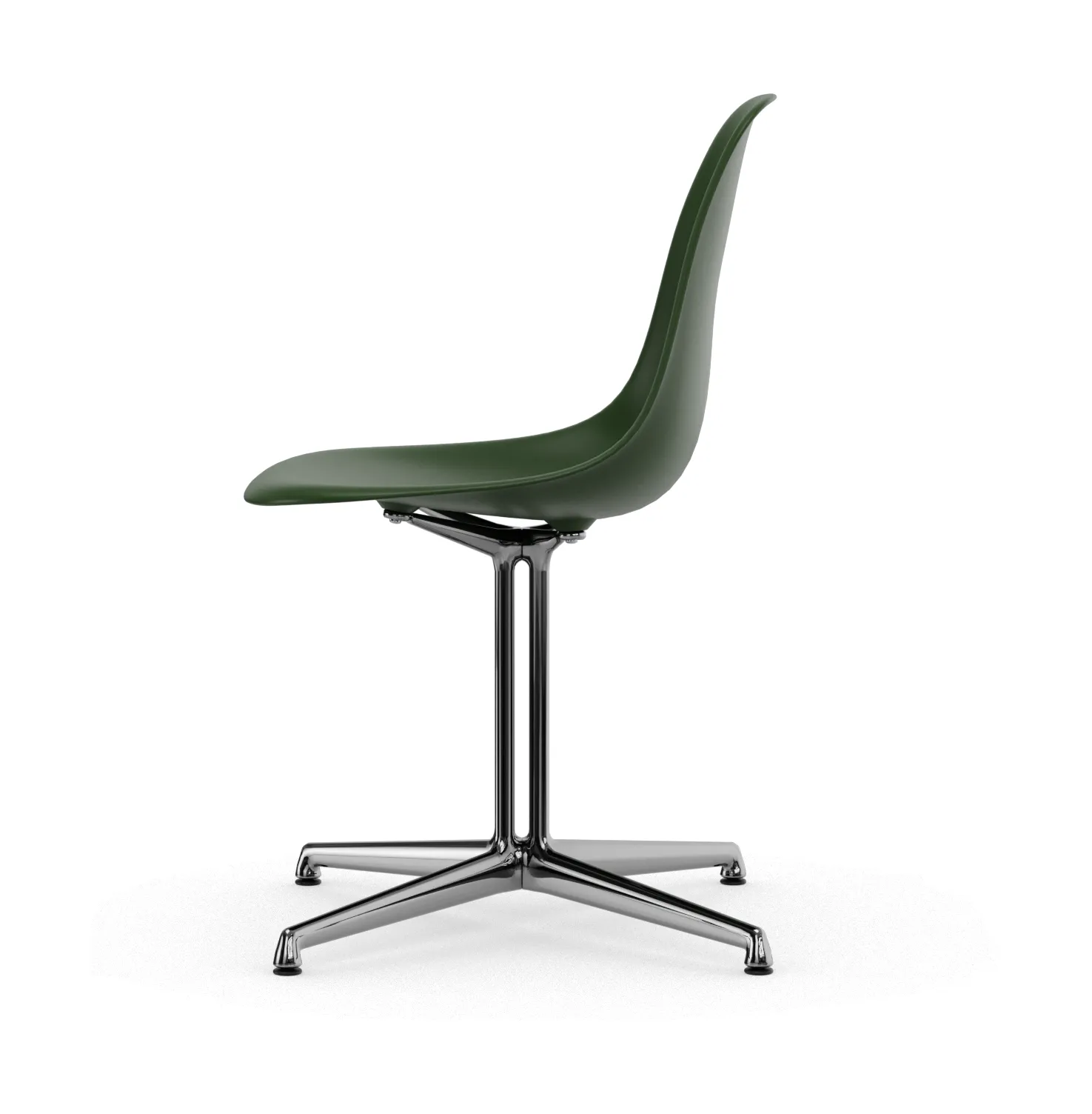 Eames Plastic Side Chair RE La Fonda base, 48 forest-03 polished aluminium Vitra