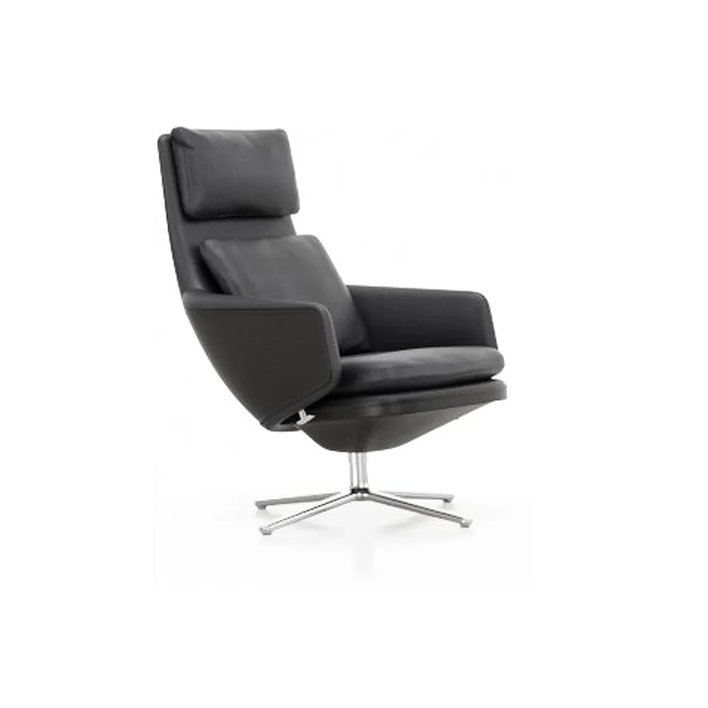 Grand Relax fåtölj Leather premium F, 66 nero-aluminium Vitra
